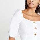 River Island Womens White Button Front Crop Top