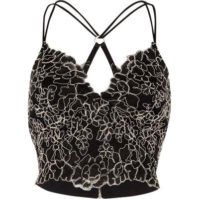 River Island Womens Lace V Neck Cross Back Cami Bralet