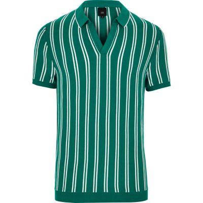 River Island Mens Stripe Slim Fit Knit Polo Shirt