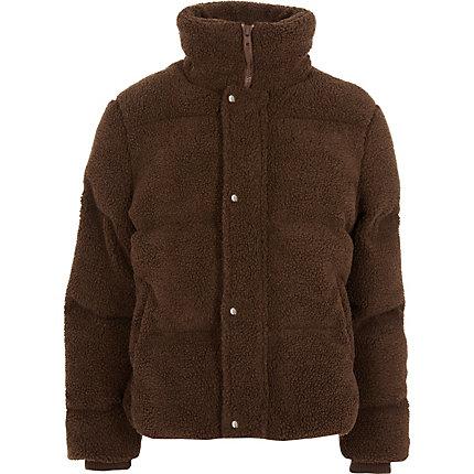 River Island Mens Teddy Borg Puffer Coat
