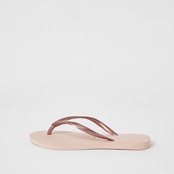 River Island Womens Havianas Gold Slim Flip Flops