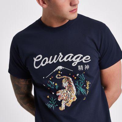 River Island Mens 'courage' Print Slim Fit T-shirt