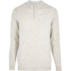 River Island Mensstone Long Sleeve Polo Sweater