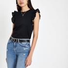 River Island Womens Broiderie Frill T-shirt