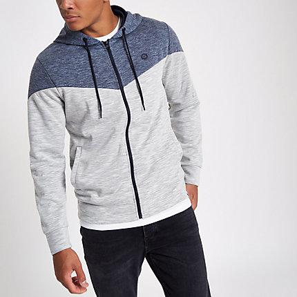 River Island Mens Jack And Jones Core White Zip-up Hoodie