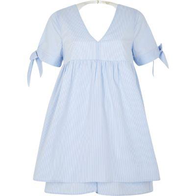 River Island Womens Stripe Tie Sleeve Babydoll Playsuit