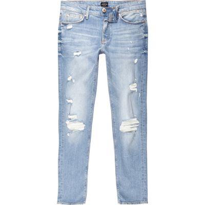 River Island Mens Wash Sid Distressed Skinny Jeans