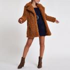 River Island Womens Petite Shearling Fur Longline Coat