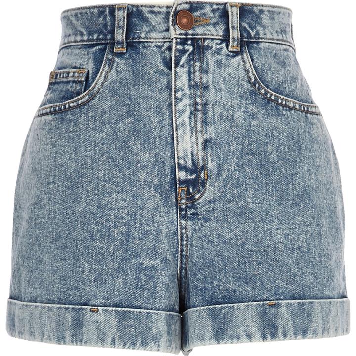 River Island Womens Light Acid Wash High Waisted Denim Shorts