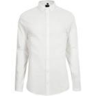 River Island Mens White Textured Button-up Long Sleeve Shirt
