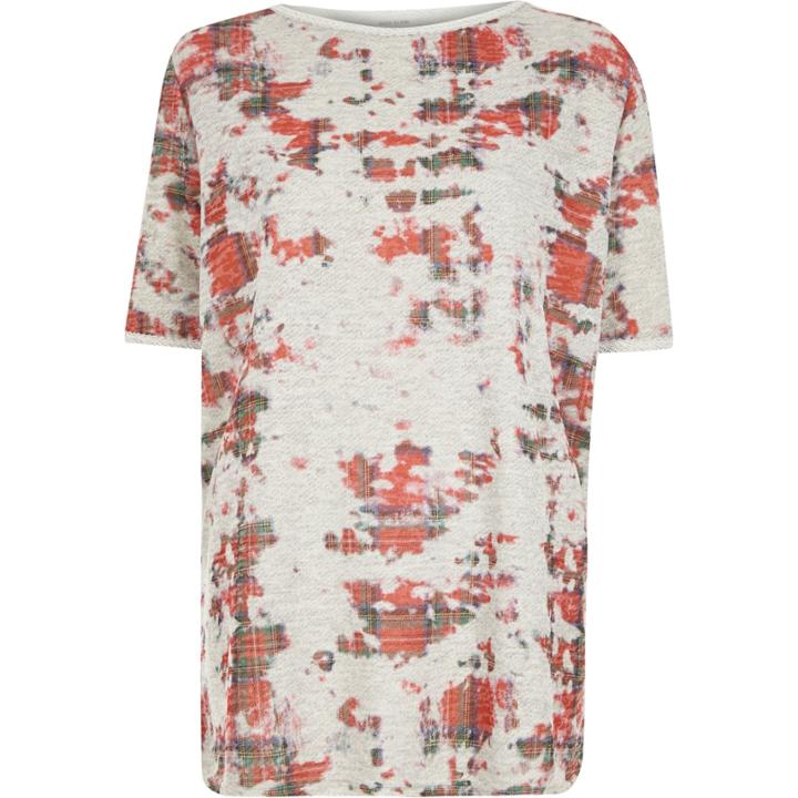 River Island Womens Distressed Check Longline Sweatshirt
