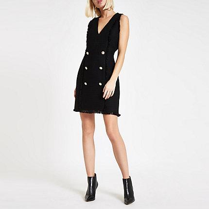 River Island Womens Boucle Fringe Trim Mini Dress