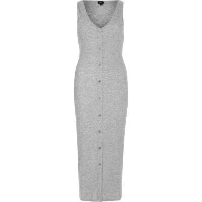 River Island Womens Sleeveless Ribbed Button-up Maxi Dress