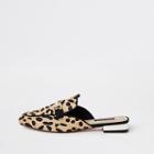 River Island Womens Leopard Snaffle Backless Loafers