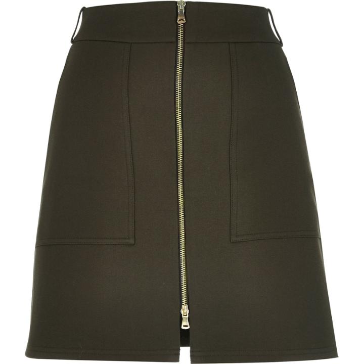 River Island Womens Structured Zip-up A-line Skirt