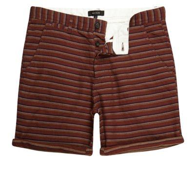 River Island Mens Textured Stripe Slim Fit Chino Shorts