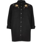 River Island Womens Denim Floral Embroidered Western Shirt