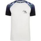River Island Mens White Muscle Fit Floral Raglan T-shirt