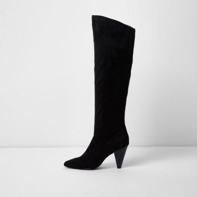 River Island Womens Knee High Cone Heel Boots