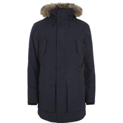 River Island Mens Jack And Jones Tech Faux Fur Trim Parka