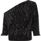 River Island Womens Glitter One Shoulder Draped Front Top