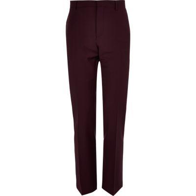 River Island Mens Plum Slim Suit Pants
