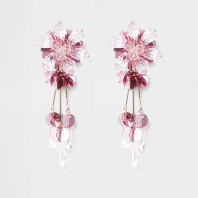 River Island Womens Bead And Sequin Flower Clip On Earrings