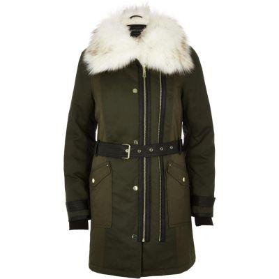 River Island Womens Faux Fur Collar Parka