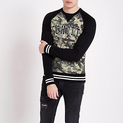 Mens Schott Camouflage Print Sweatshirt