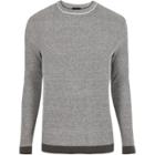 River Island Mens Ribbed Crew Neck Slim Fit Sweater