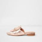 River Island Womens Rose Gold Metallic Snaffle Backless Loafers