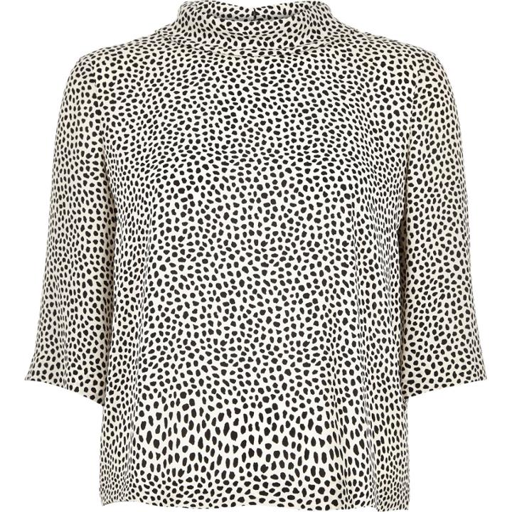 River Island Womens White Spot Print High Neck Top