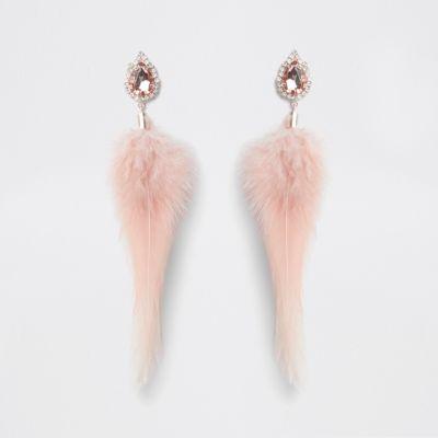 River Island Womens Jewel Stone Feather Diamante Earrings