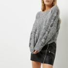 River Island Womens Petite Cross Stitch Sleeve Knit Sweater