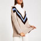 River Island Womens Chevron Stripe High Neck Knitted Jumper