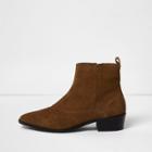 River Island Womens Suede Wide Fit Western Ankle Boots