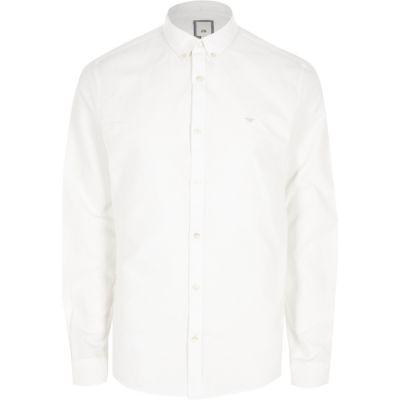 River Island Mens White Wasp Embroidered Oxford Shirt