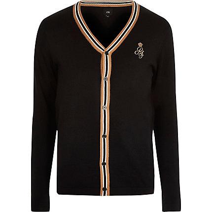 River Island Mens V Neck Tipped Muscle Fit Cardigan
