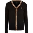 River Island Mens V Neck Tipped Muscle Fit Cardigan