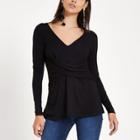 River Island Womens Knit Twist Front Long Sleeve Top