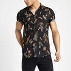 River Island Mens Feather Print Short Sleeve Shirt