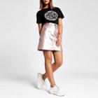River Island Womens Rose Gold Metallic Denim Skirt