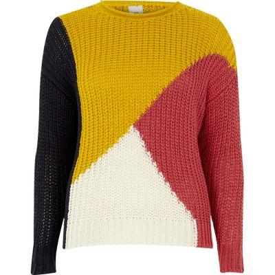 River Island Womens Chunky Knit Colour Block Jumper