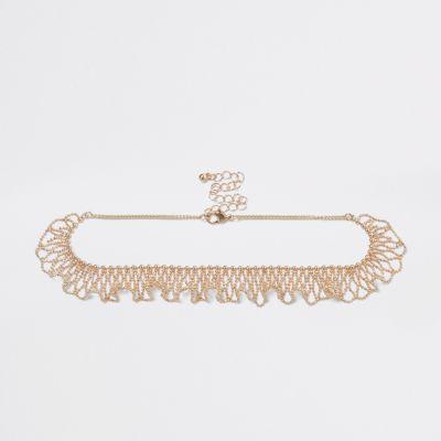 River Island Womens Gold Tone Frill Ball Chain Choker