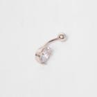 River Island Womens Rose Gold Tone Cubic Zirconia Belly Bar