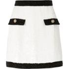 River Island Womens White Contrast Trim Sequin Mini Skirt