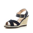 River Island Womens Cross Strap Raffia Heel Wedge