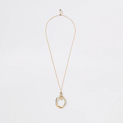 River Island Womens Gold Colour Long Circle Pendant Necklace
