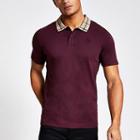 River Island Mens Check Collar Slim Fit Polo Shirt