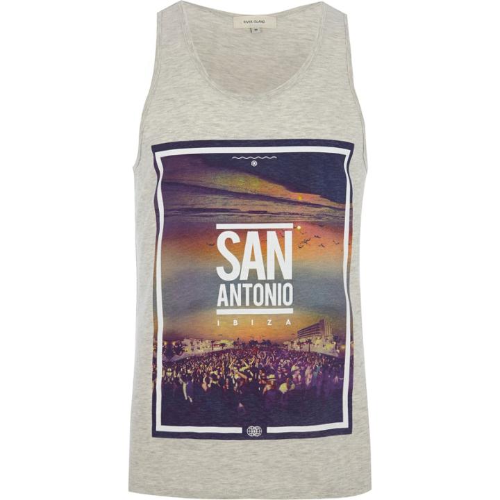 River Island Mensgrey Marl San Antonio Printk
